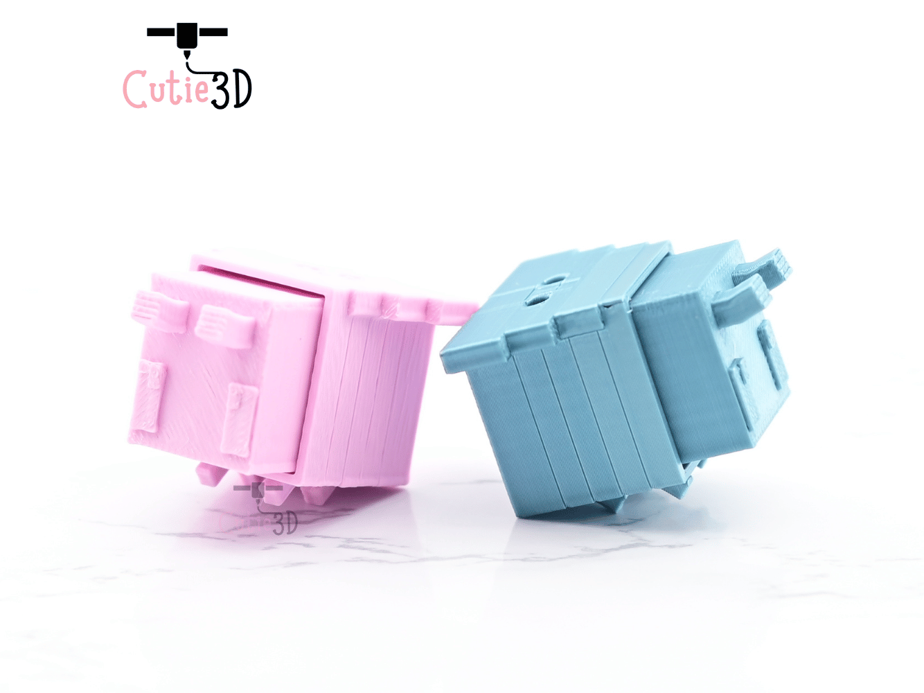 Digital Downloads - Cutie3D Blocky Bee Keycap Fidget Clicker Keychain - Cute Backpack Keychain