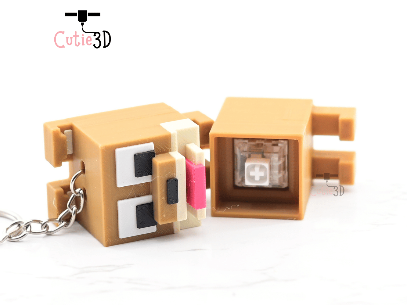 Digital Downloads - Cutie3D Blocky Dog Keycap Fidget Clicker Keychain - Cute Backpack Keychain