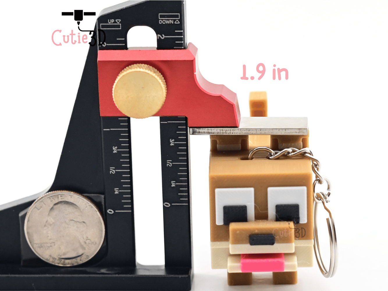 Digital Downloads - Cutie3D Blocky Dog Keycap Fidget Clicker Keychain - Cute Backpack Keychain