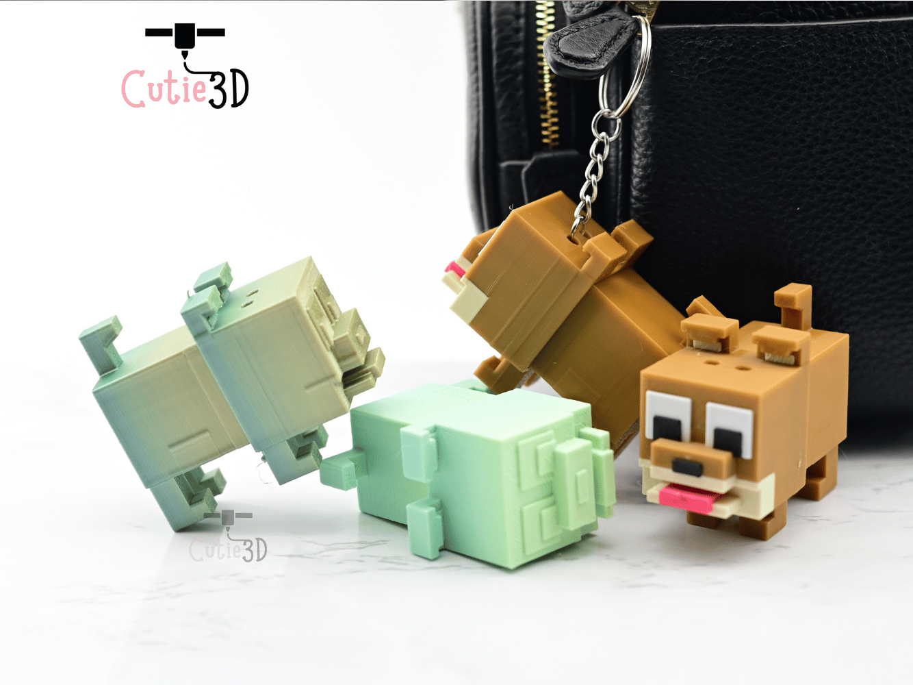 Digital Downloads - Cutie3D Blocky Dog Keycap Fidget Clicker Keychain - Cute Backpack Keychain