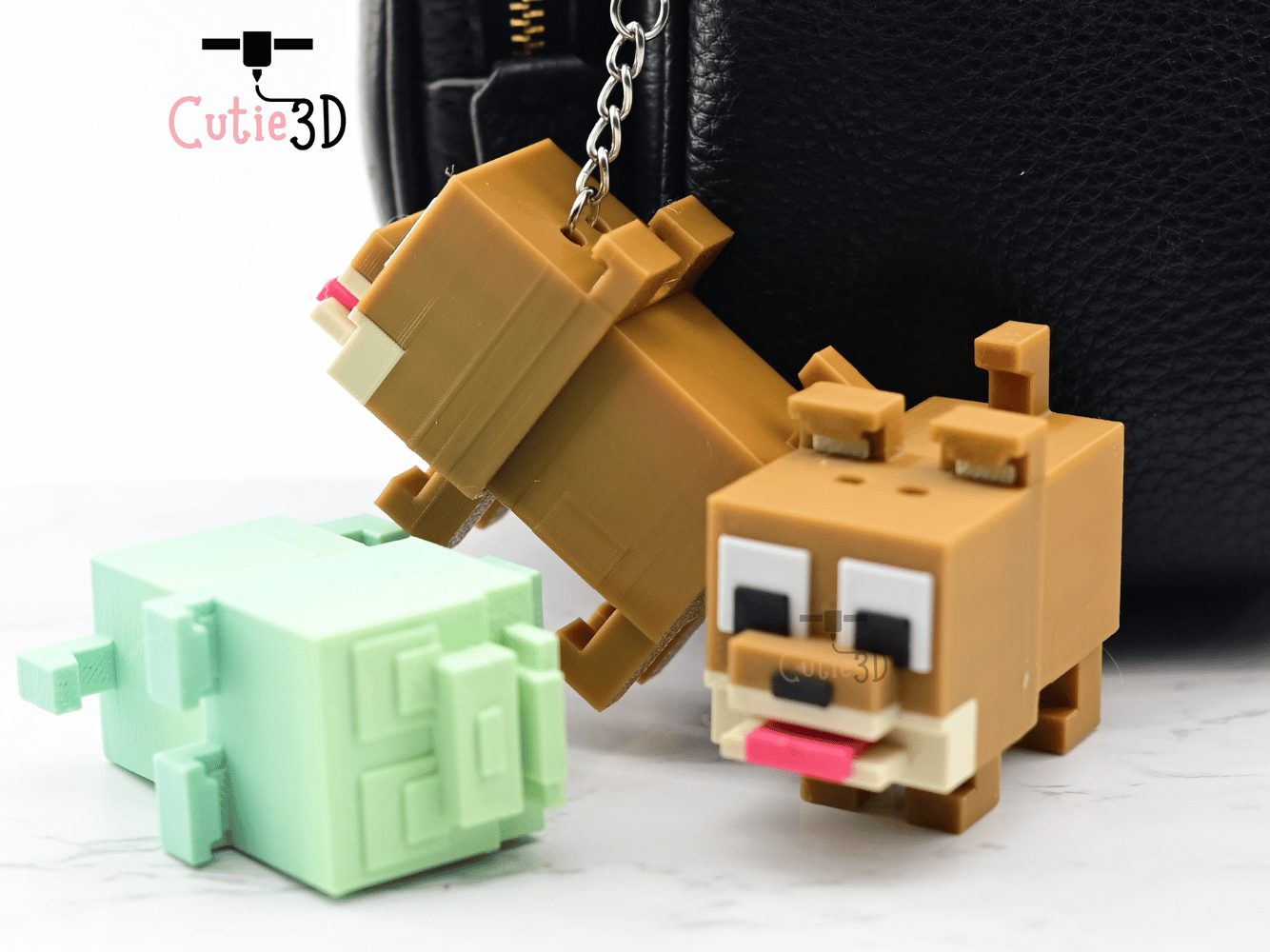 Digital Downloads - Cutie3D Blocky Dog Keycap Fidget Clicker Keychain - Cute Backpack Keychain