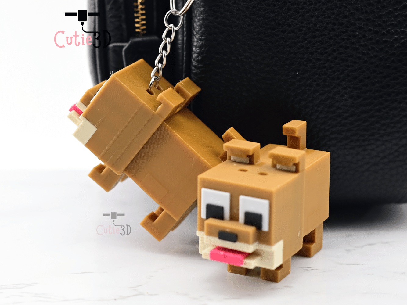 Digital Downloads - Cutie3D Blocky Dog Keycap Fidget Clicker Keychain - Cute Backpack Keychain