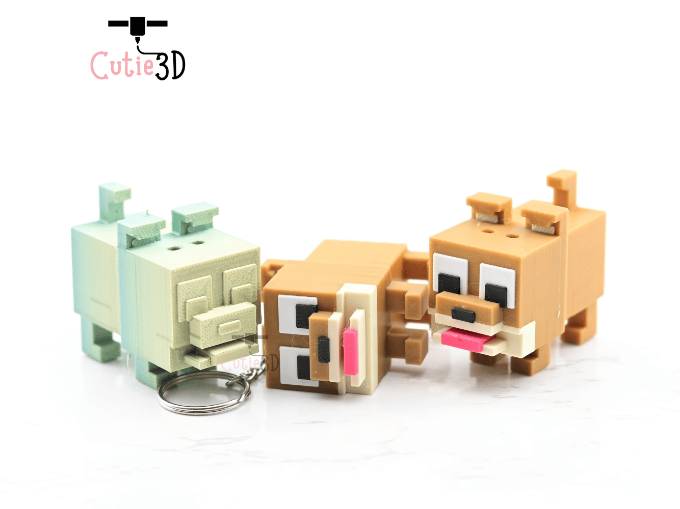 Digital Downloads - Cutie3D Blocky Dog Keycap Fidget Clicker Keychain - Cute Backpack Keychain