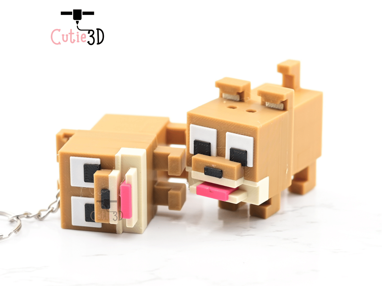 Digital Downloads - Cutie3D Blocky Dog Keycap Fidget Clicker Keychain - Cute Backpack Keychain