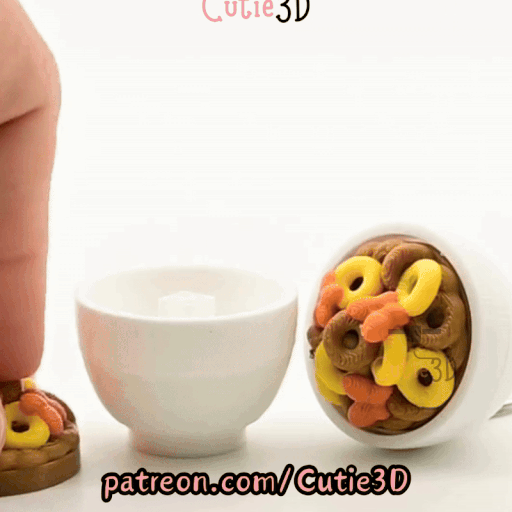 Digital Downloads - Cutie3D Breakfast Cereal Bowl Keycap Fidget Clicker Keychain - Cute Backpack Keychain