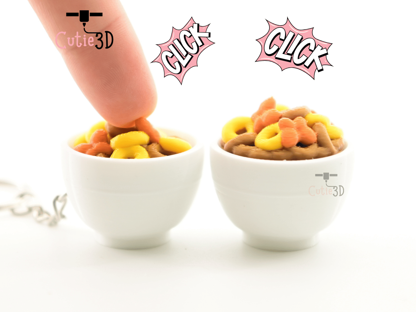 Digital Downloads - Cutie3D Breakfast Cereal Bowl Keycap Fidget Clicker Keychain - Cute Backpack Keychain