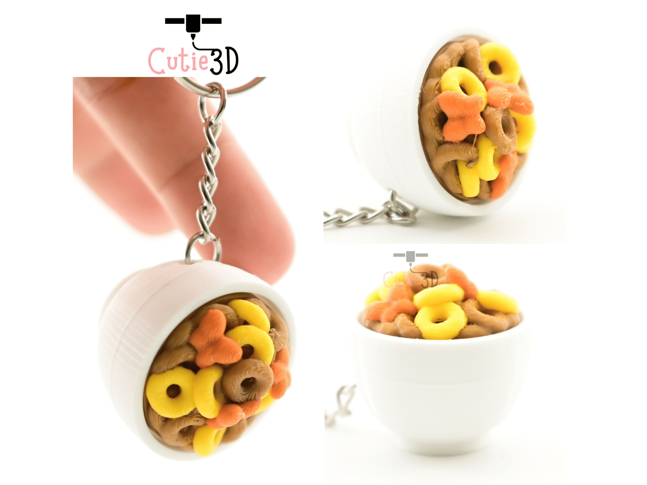 Digital Downloads - Cutie3D Breakfast Cereal Bowl Keycap Fidget Clicker Keychain - Cute Backpack Keychain