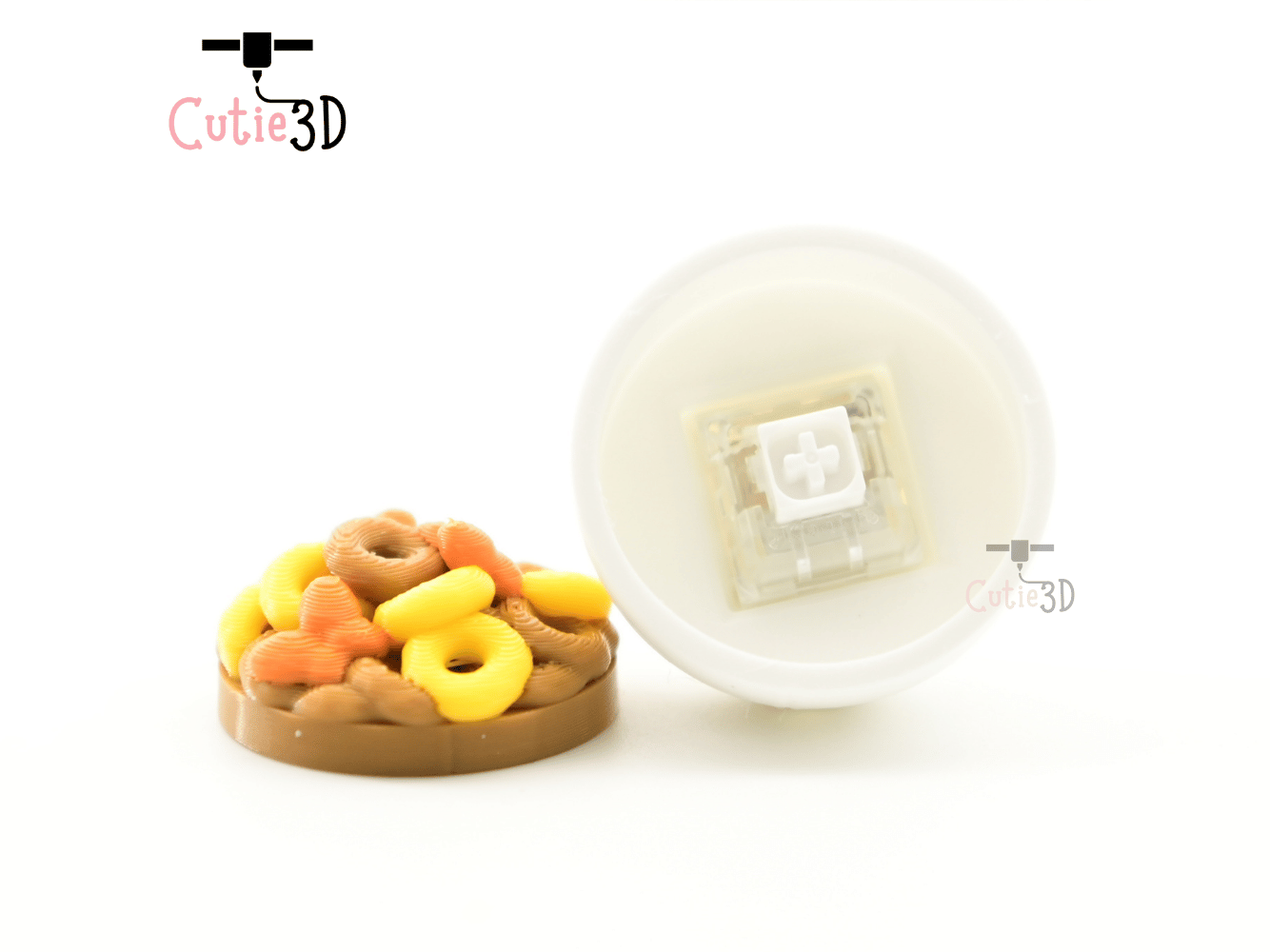 Digital Downloads - Cutie3D Breakfast Cereal Bowl Keycap Fidget Clicker Keychain - Cute Backpack Keychain