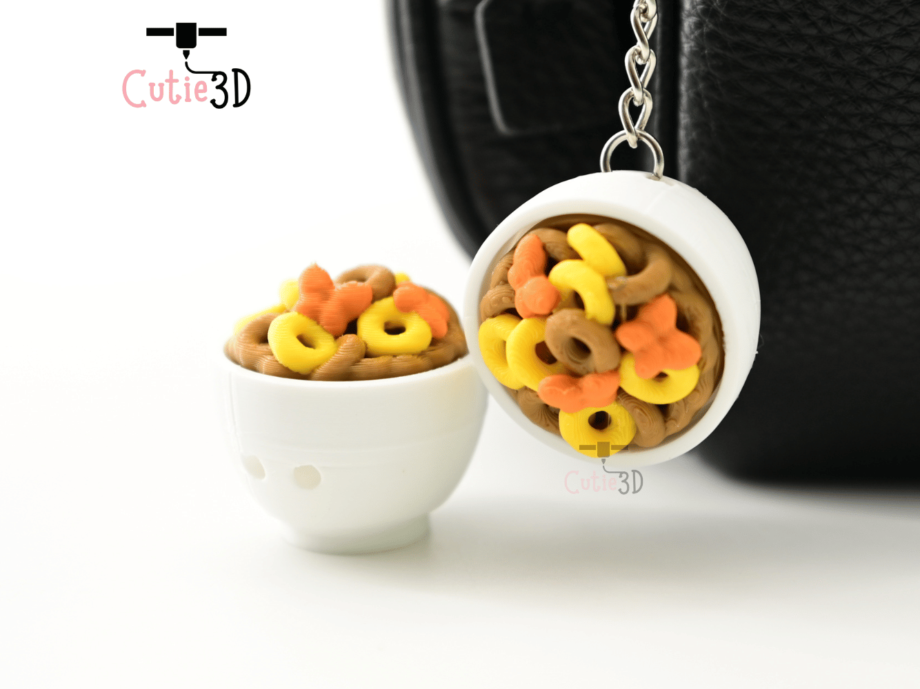 Digital Downloads - Cutie3D Breakfast Cereal Bowl Keycap Fidget Clicker Keychain - Cute Backpack Keychain