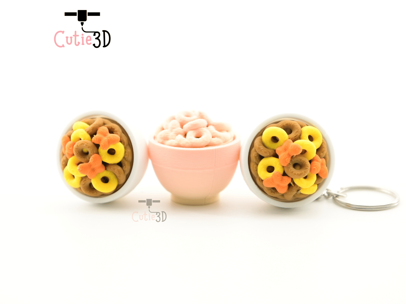 Digital Downloads - Cutie3D Breakfast Cereal Bowl Keycap Fidget Clicker Keychain - Cute Backpack Keychain