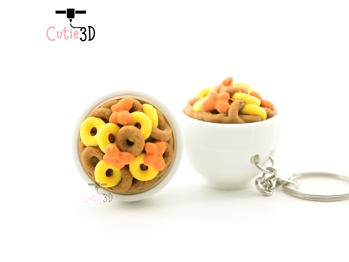 Digital Downloads - Cutie3D Breakfast Cereal Bowl Keycap Fidget Clicker Keychain - Cute Backpack Keychain