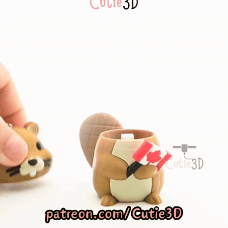 Digital Downloads - Cutie3D Canada Flag Beaver Keycap Fidget Clicker Keychain - Cute Backpack Keychain