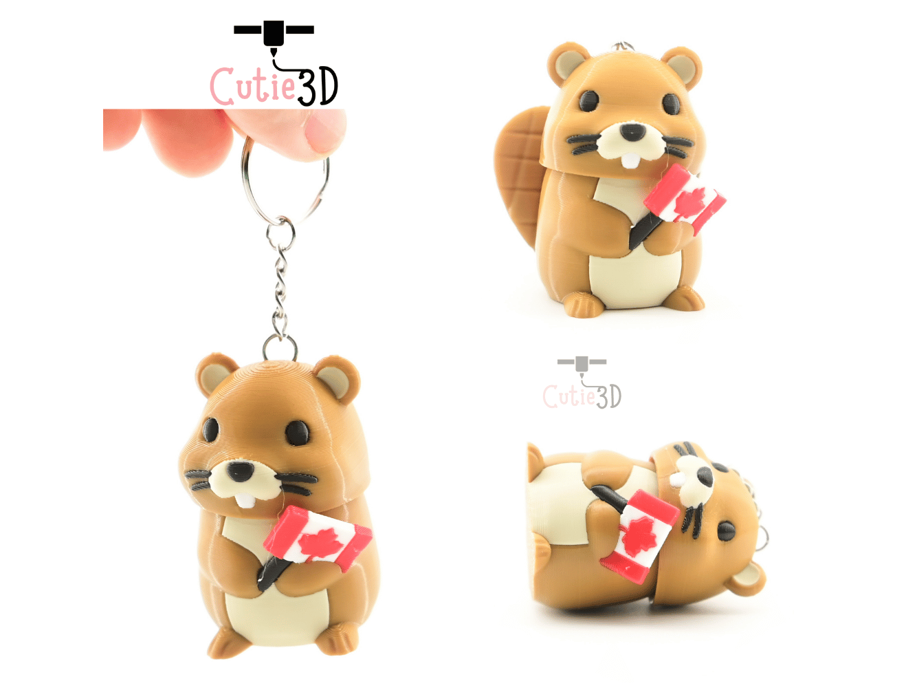 Digital Downloads - Cutie3D Canada Flag Beaver Keycap Fidget Clicker Keychain - Cute Backpack Keychain