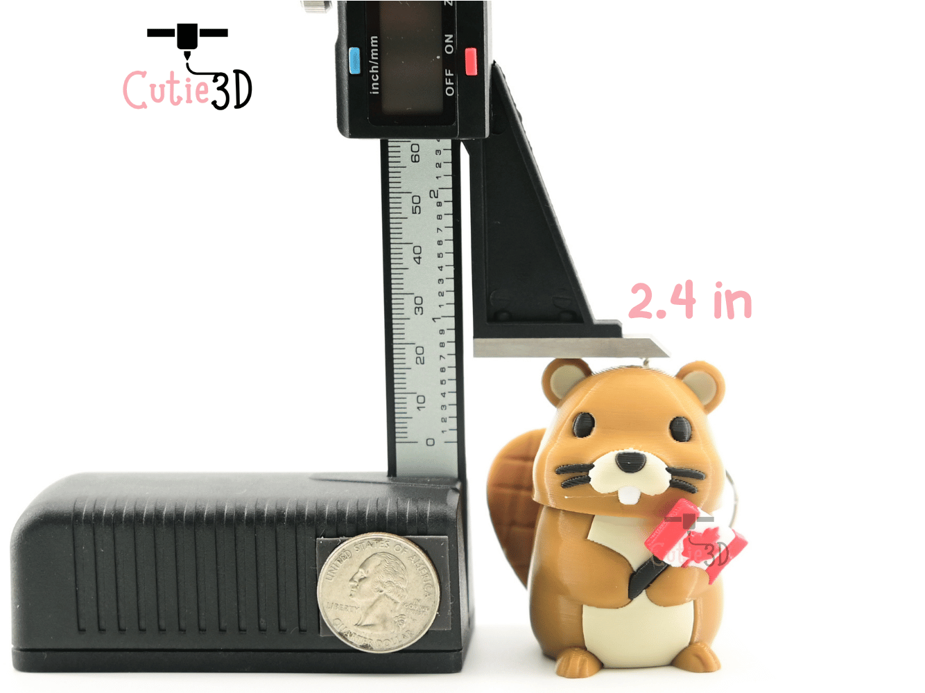 Digital Downloads - Cutie3D Canada Flag Beaver Keycap Fidget Clicker Keychain - Cute Backpack Keychain