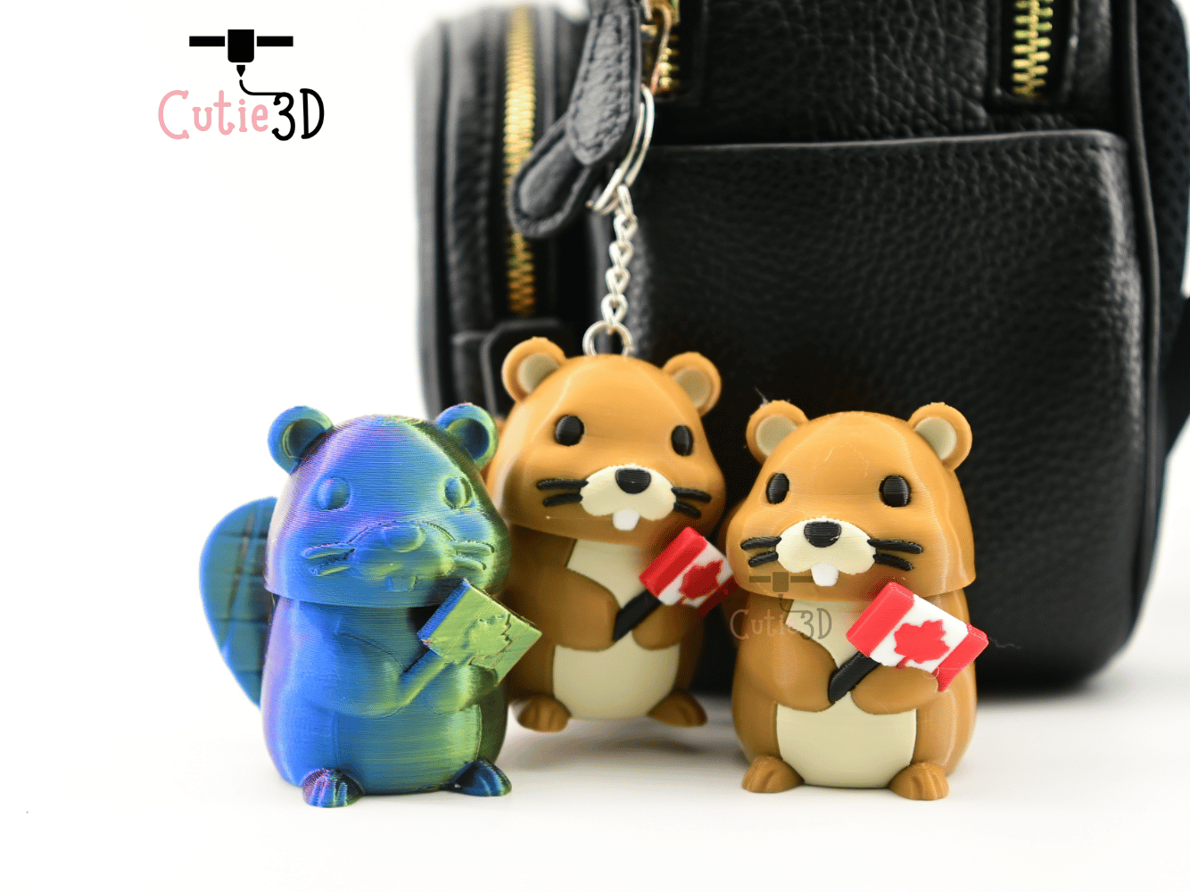 Digital Downloads - Cutie3D Canada Flag Beaver Keycap Fidget Clicker Keychain - Cute Backpack Keychain