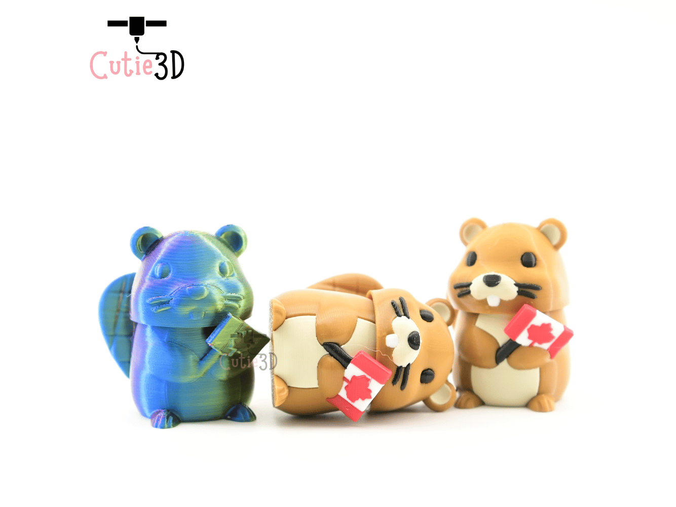 Digital Downloads - Cutie3D Canada Flag Beaver Keycap Fidget Clicker Keychain - Cute Backpack Keychain