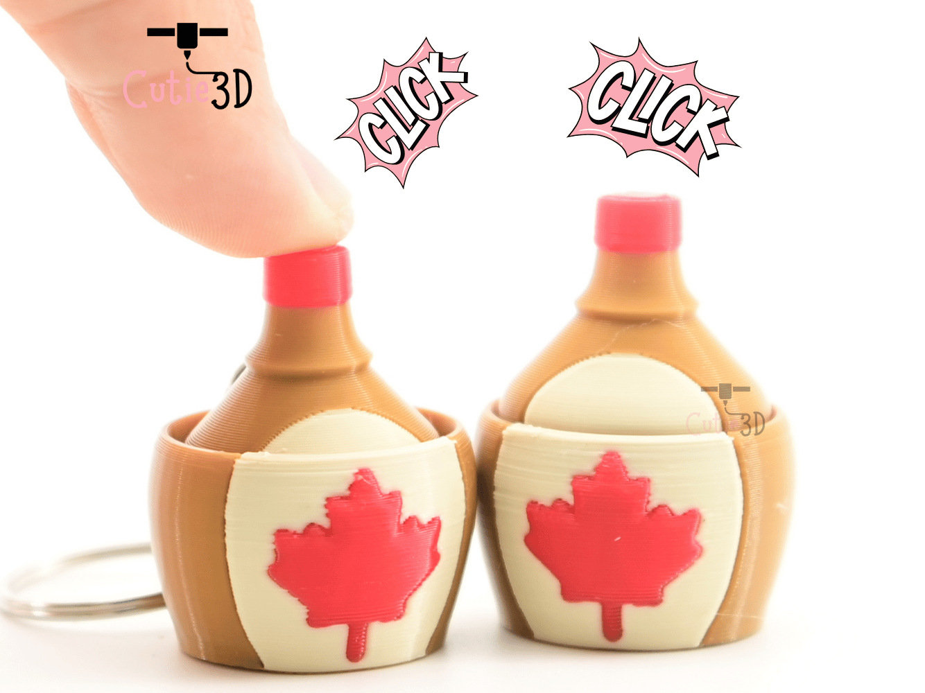 Digital Downloads - Cutie3D Canada Maple Syrup Keycap Fidget Clicker Keychain - Cute Backpack Keychain