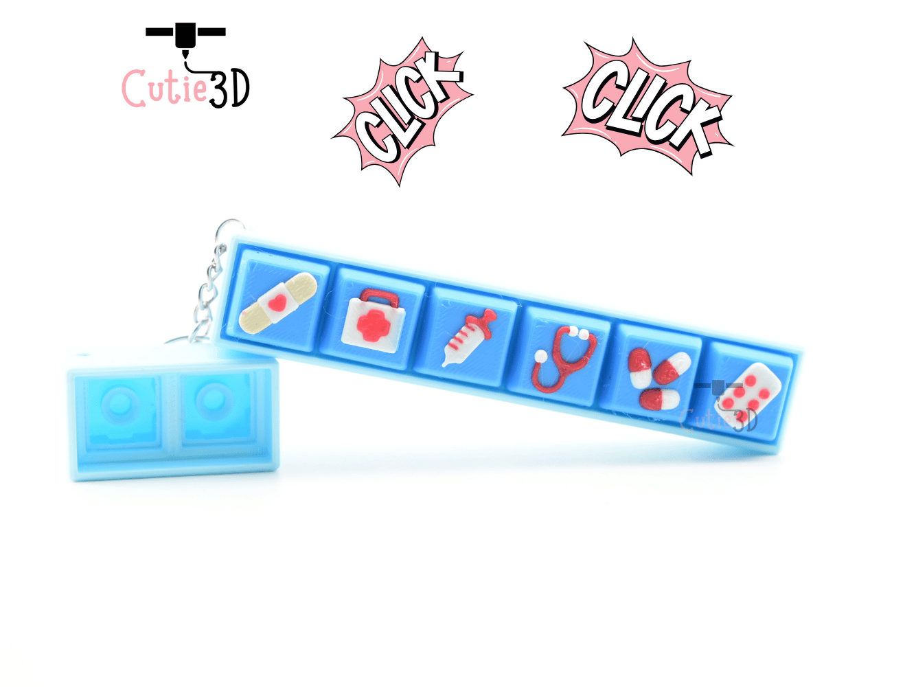 Digital Downloads - Cutie3D Keycap Set Keycap Fidget Clicker Keychain - Cute Backpack Keychain