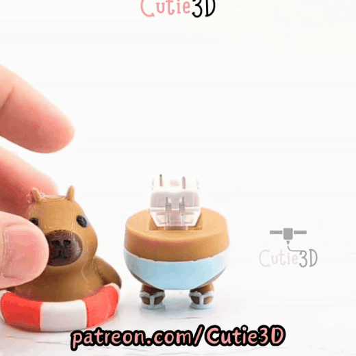 Digital Downloads - Cutie3D Capybara In Swim Ring Summer Keycap Fidget Clicker Keychain - Cute Backpack Keychain