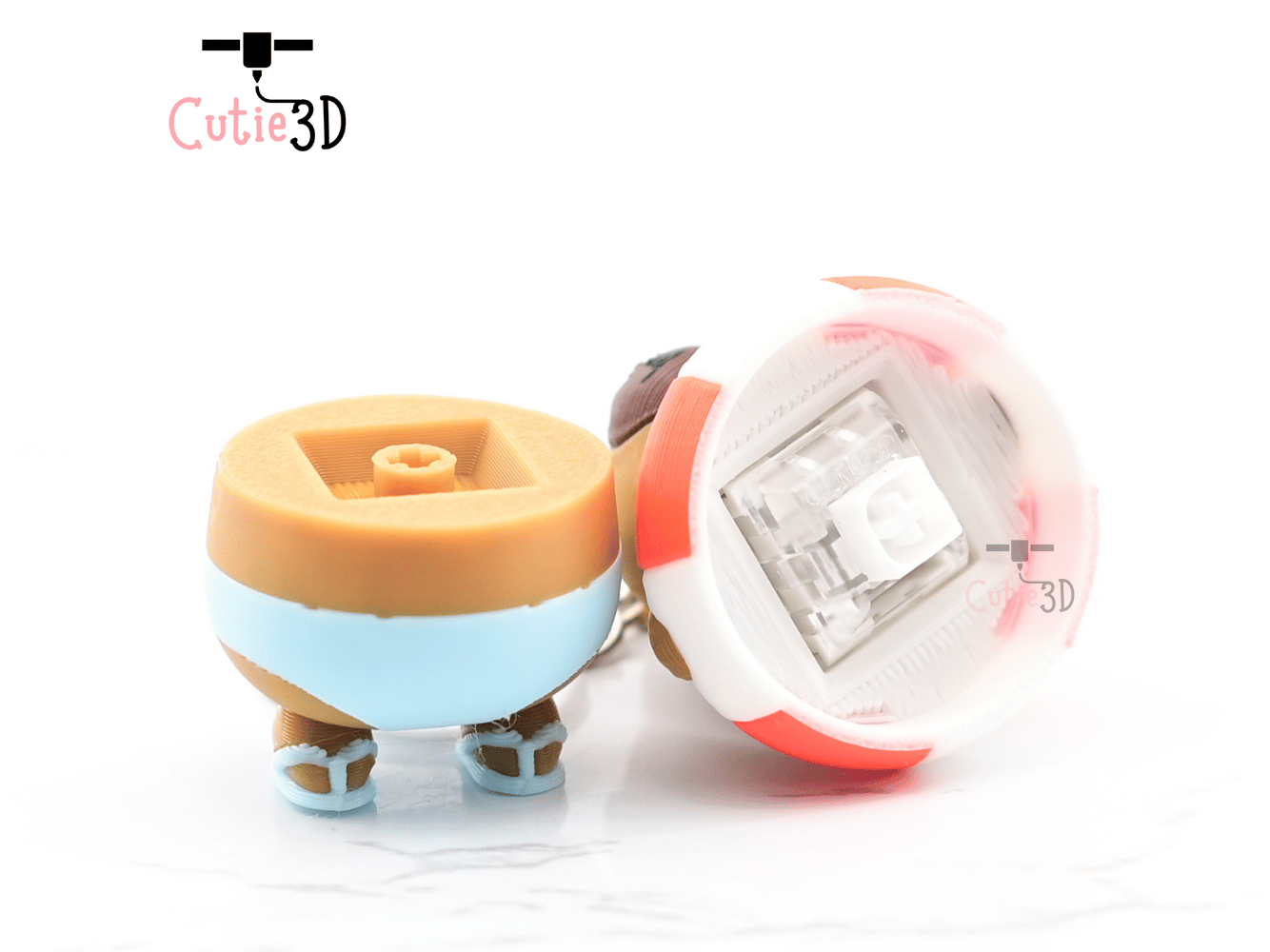 Digital Downloads - Cutie3D Capybara In Swim Ring Summer Keycap Fidget Clicker Keychain - Cute Backpack Keychain