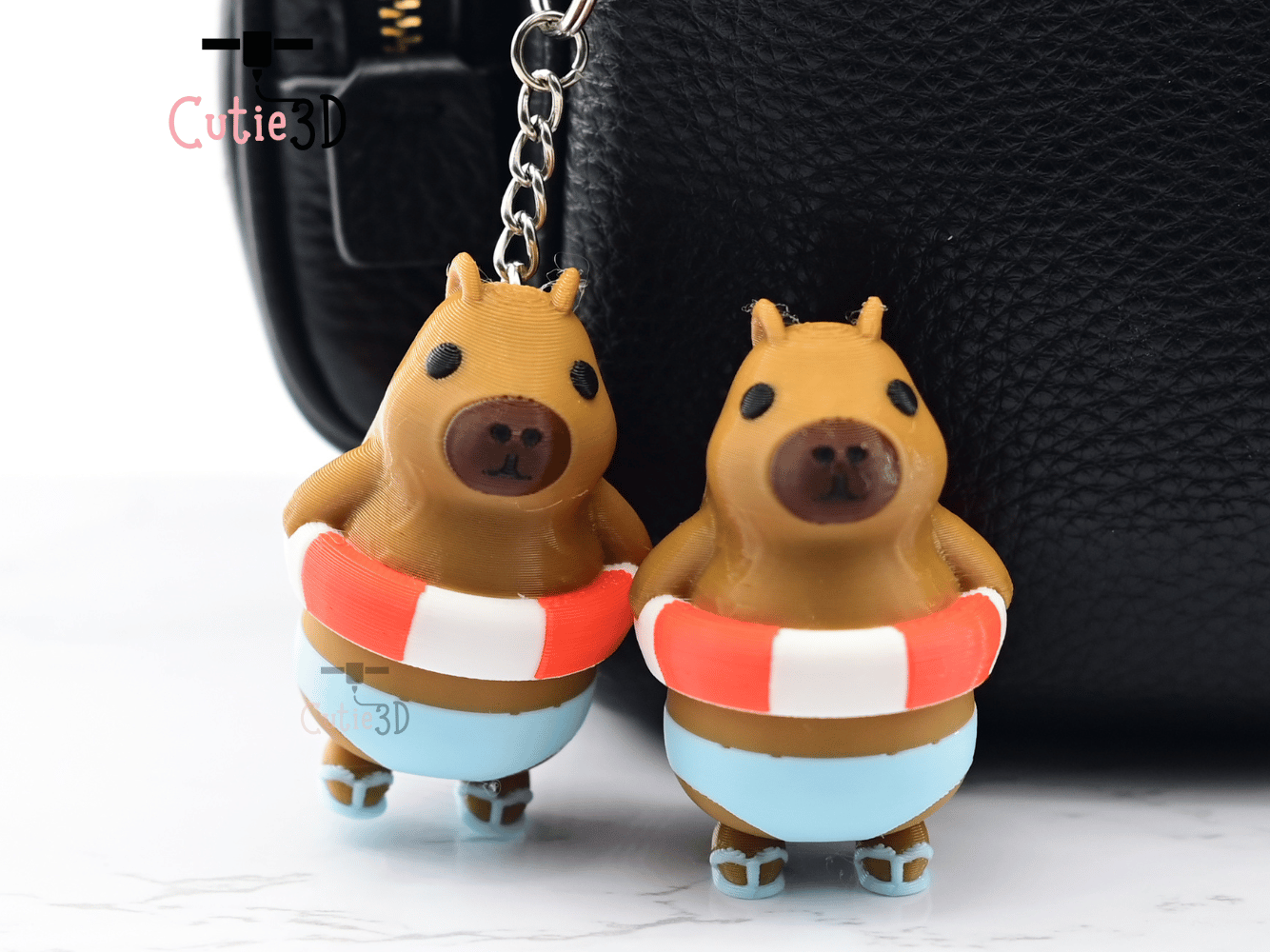 Digital Downloads - Cutie3D Capybara In Swim Ring Summer Keycap Fidget Clicker Keychain - Cute Backpack Keychain