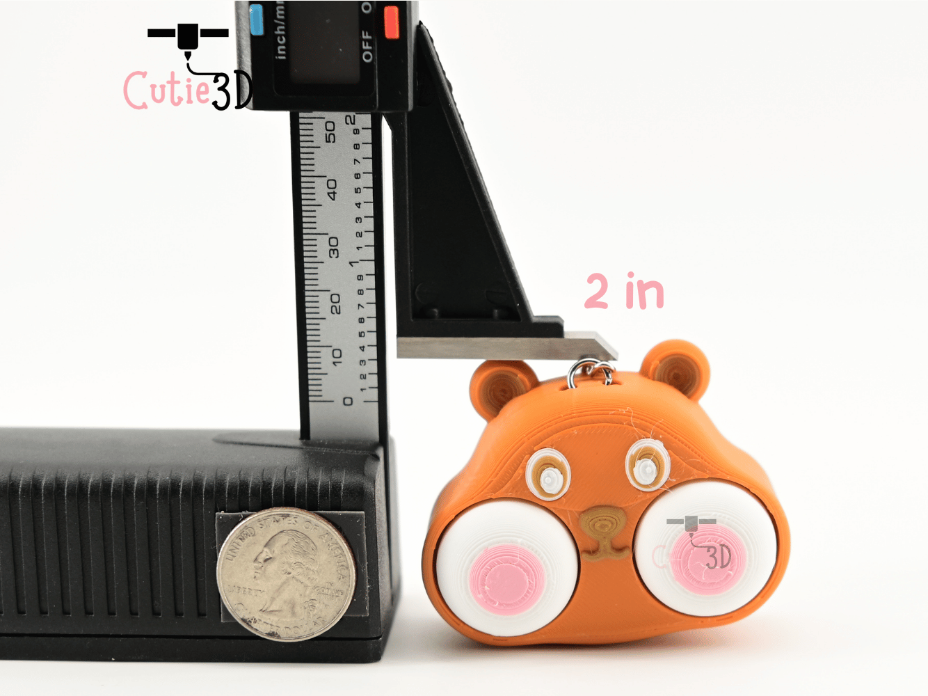 Digital Downloads - Cutie3D Chubby Hamster Face For Animal Lovers Keycap Fidget Clicker Keychain - Cute Backpack Keychain