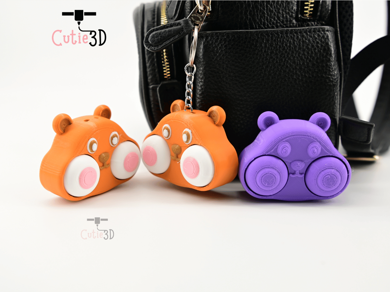 Digital Downloads - Cutie3D Chubby Hamster Face For Animal Lovers Keycap Fidget Clicker Keychain - Cute Backpack Keychain