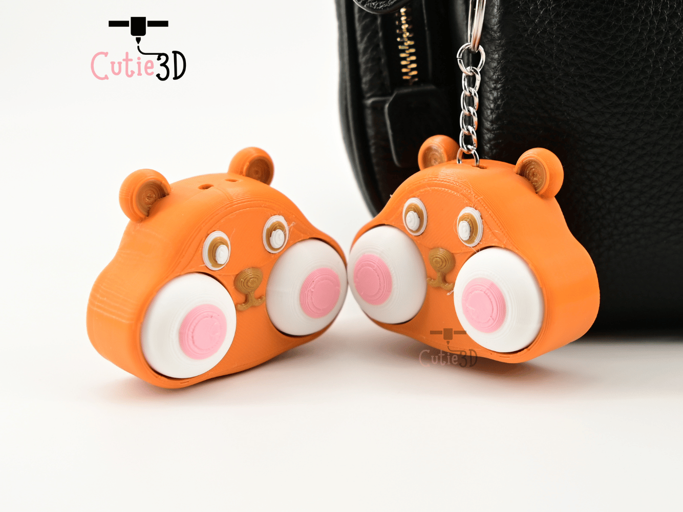 Digital Downloads - Cutie3D Chubby Hamster Face For Animal Lovers Keycap Fidget Clicker Keychain - Cute Backpack Keychain