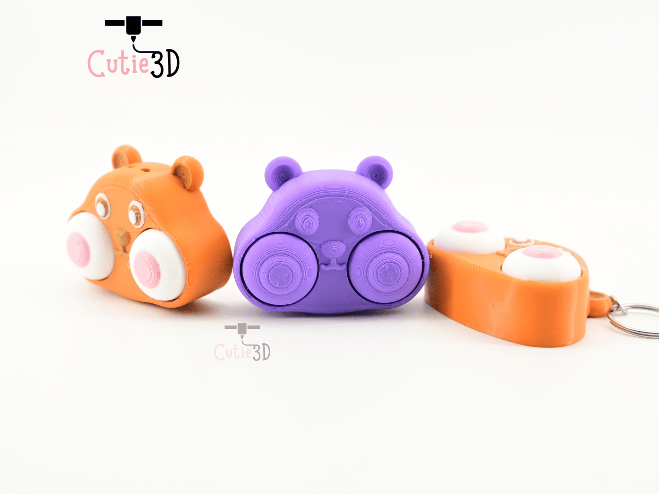 Digital Downloads - Cutie3D Chubby Hamster Face For Animal Lovers Keycap Fidget Clicker Keychain - Cute Backpack Keychain