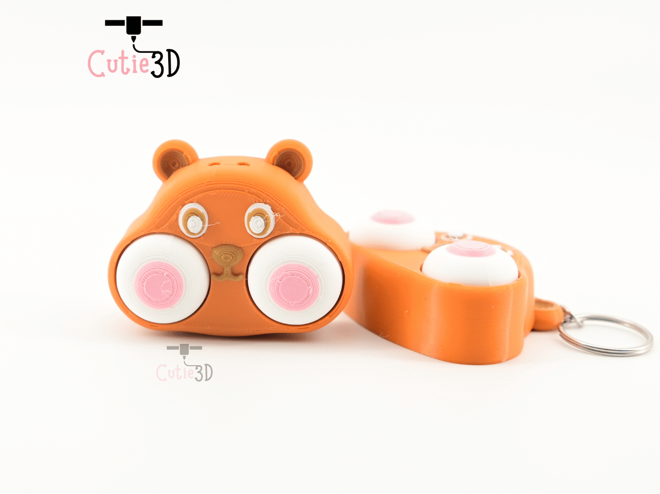 Digital Downloads - Cutie3D Chubby Hamster Face For Animal Lovers Keycap Fidget Clicker Keychain - Cute Backpack Keychain