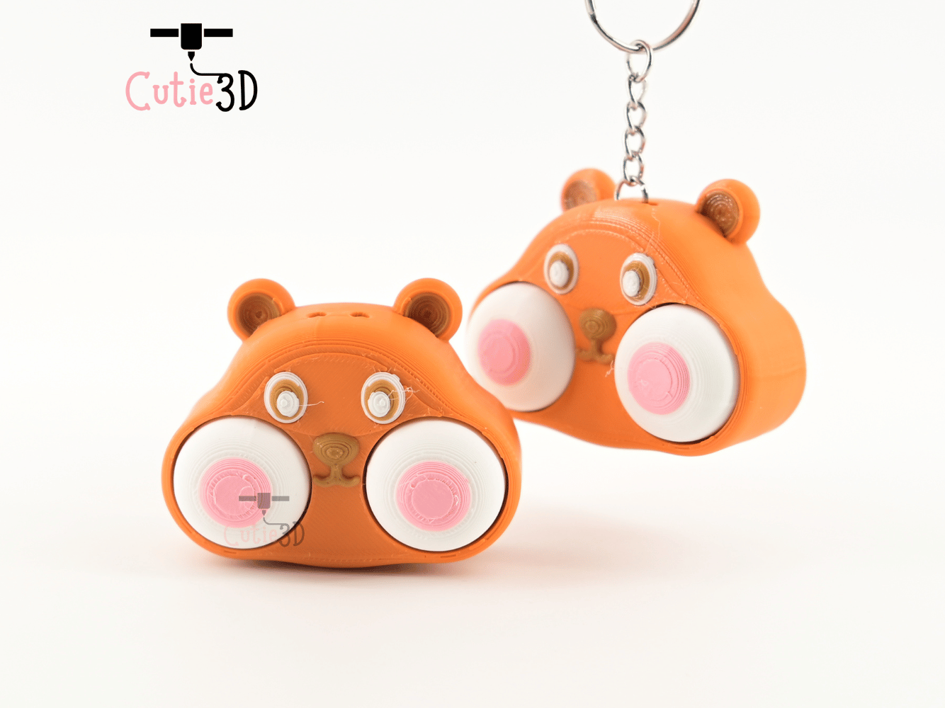 Digital Downloads - Cutie3D Chubby Hamster Face For Animal Lovers Keycap Fidget Clicker Keychain - Cute Backpack Keychain