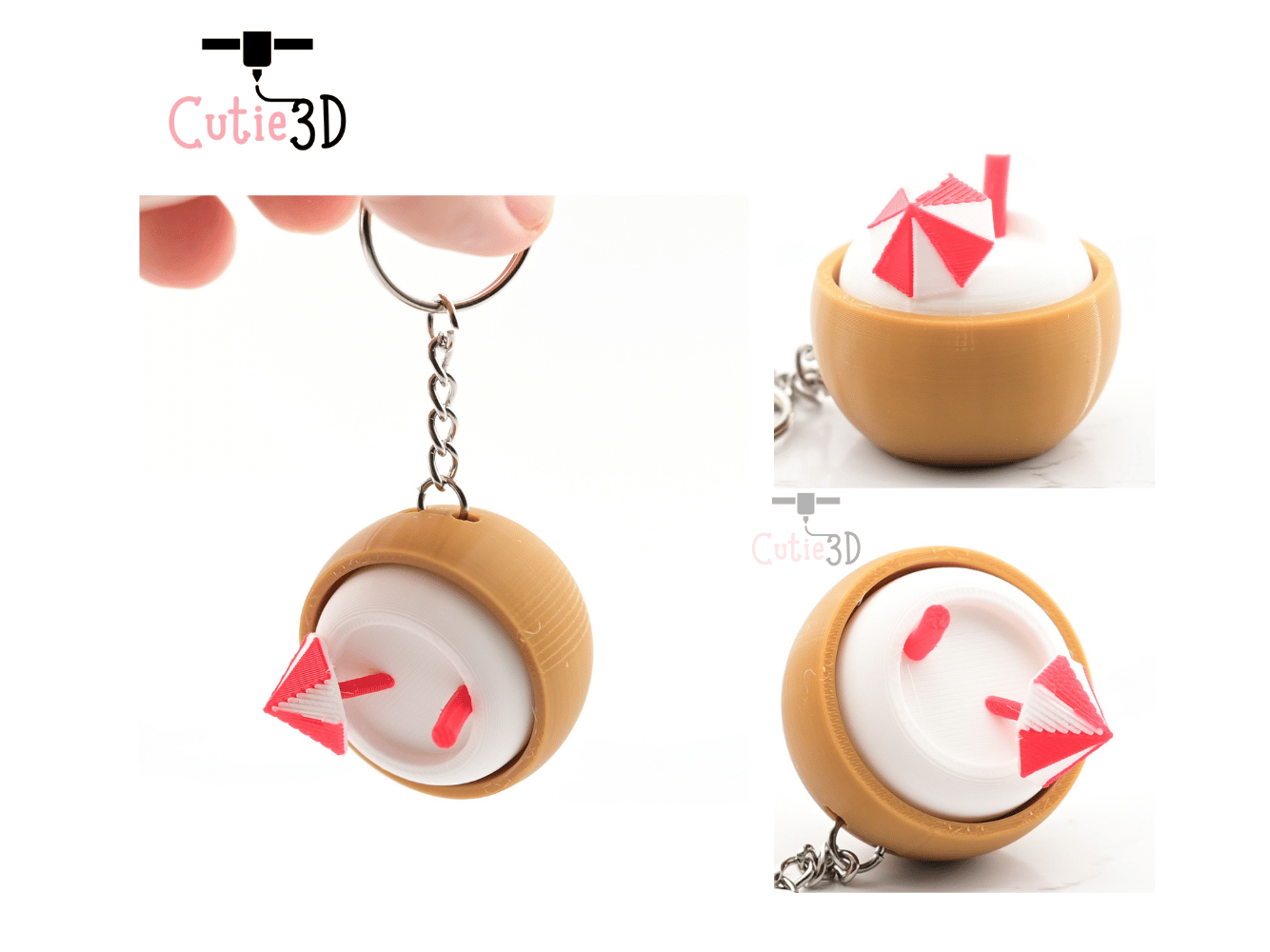 Digital Downloads - Cutie3D Coconut Cocktail Tropical Summer Keycap Fidget Clicker Keychain - Cute Backpack Keychain