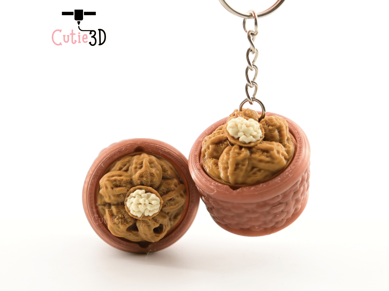 Digital Downloads - Cutie3D Cozy Walnut Basket Keycap Fidget Clicker Keychain - Cute Backpack Keychain