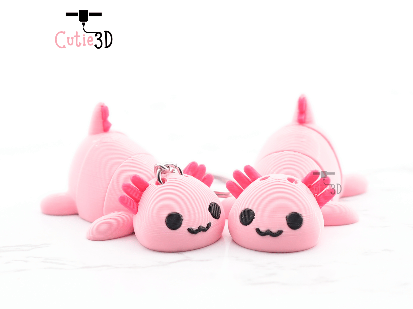 Digital Downloads - Cutie3D Cute And Cozy Axolotl Articulated Keychain - Cute Backpack Keychain