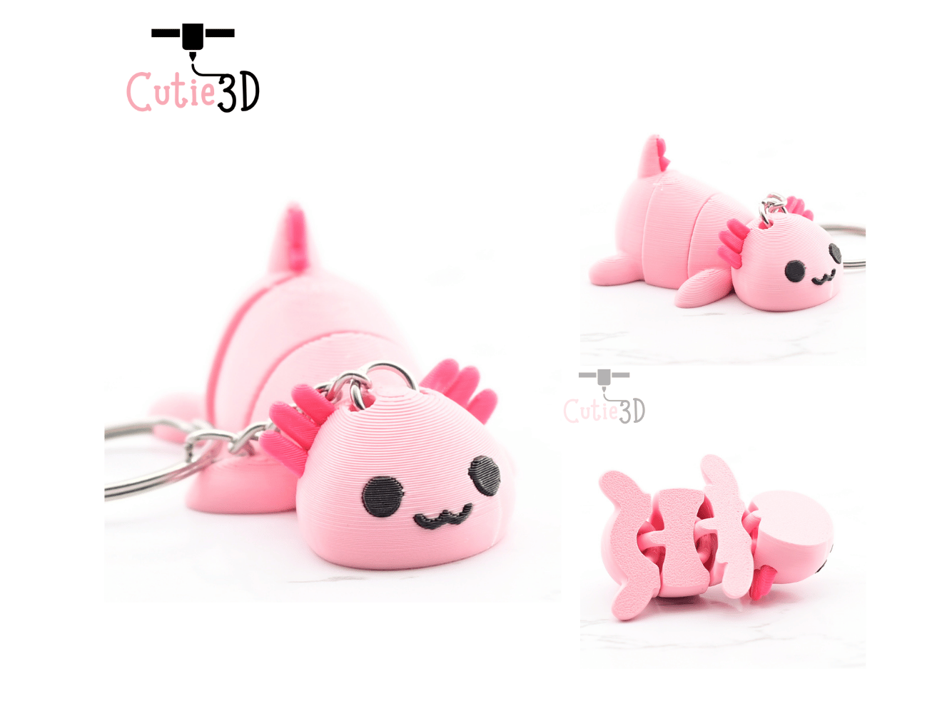 Digital Downloads - Cutie3D Cute And Cozy Axolotl Articulated Keychain - Cute Backpack Keychain