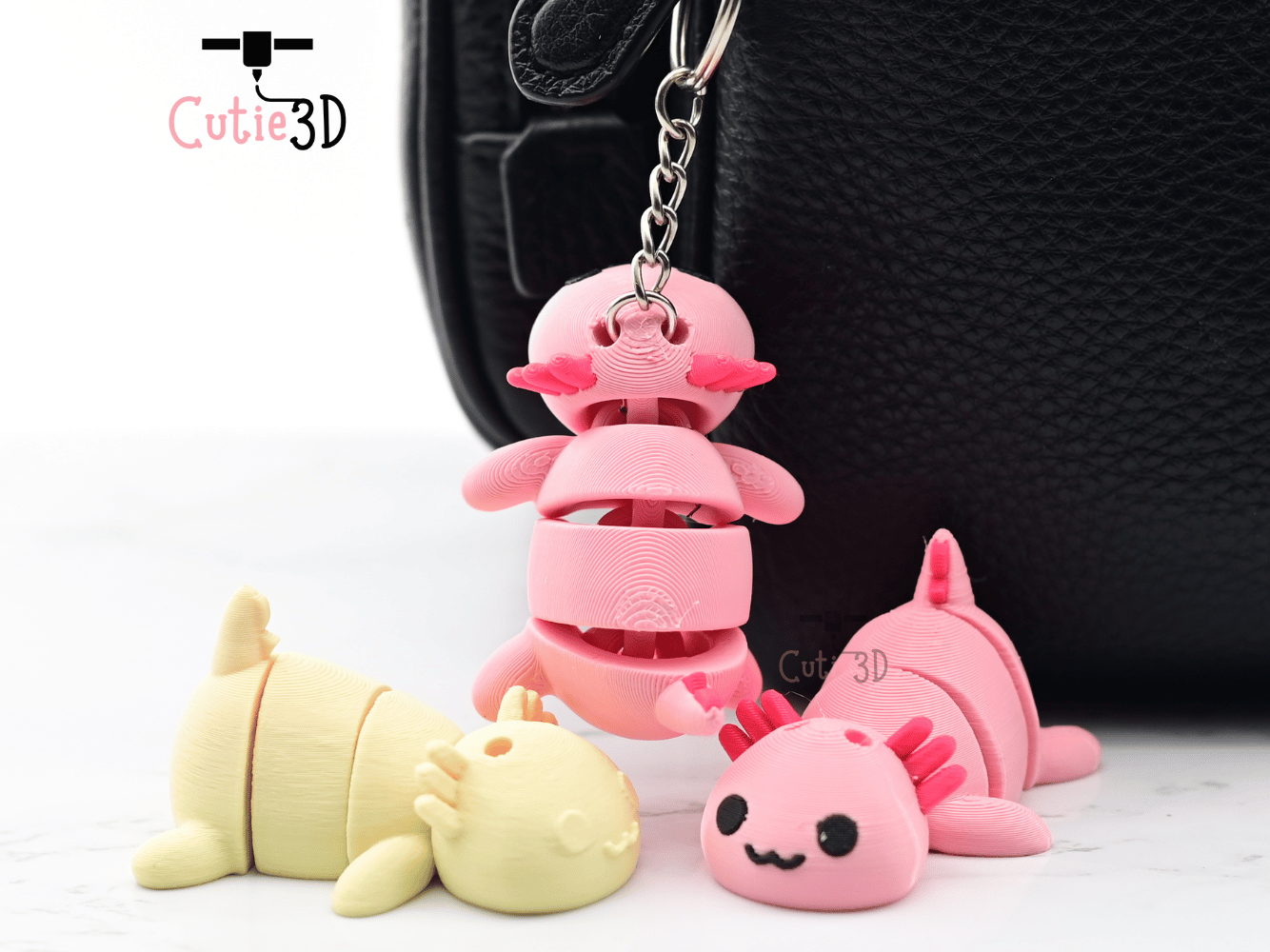 Digital Downloads - Cutie3D Cute And Cozy Axolotl Articulated Keychain - Cute Backpack Keychain