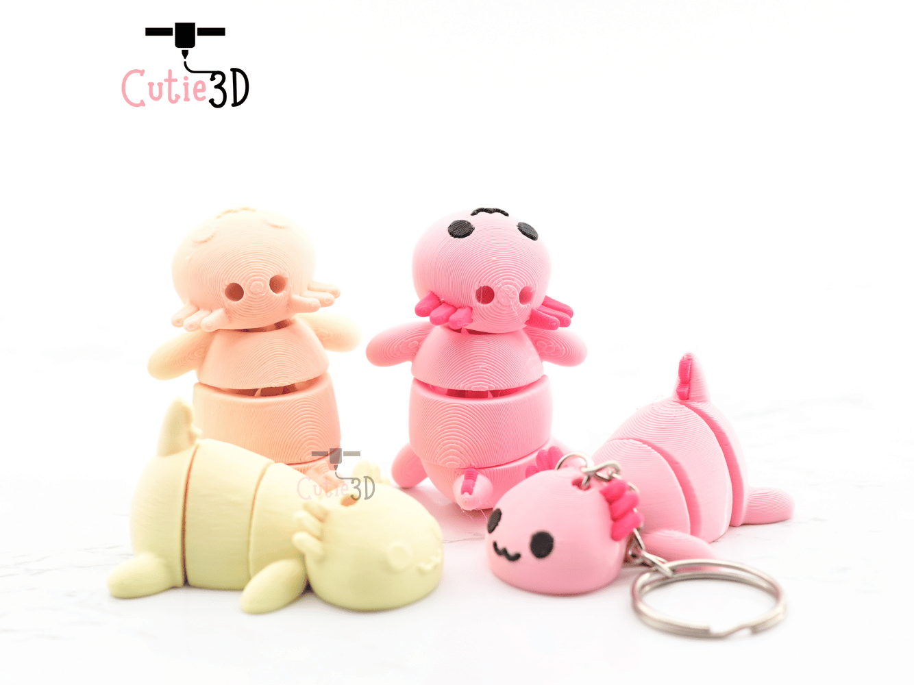 Digital Downloads - Cutie3D Cute And Cozy Axolotl Articulated Keychain - Cute Backpack Keychain