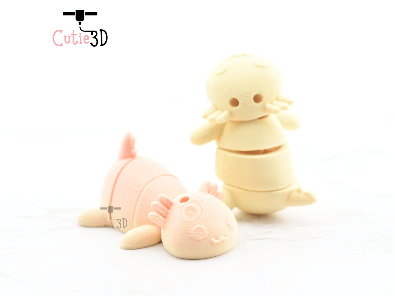 Digital Downloads - Cutie3D Cute And Cozy Axolotl Articulated Keychain - Cute Backpack Keychain