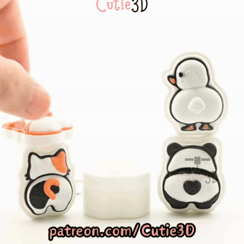Digital Downloads - Cutie3D Set Of Cute Animal Booty Keycap Fidget Clicker Keychain - Cute Backpack Keychain