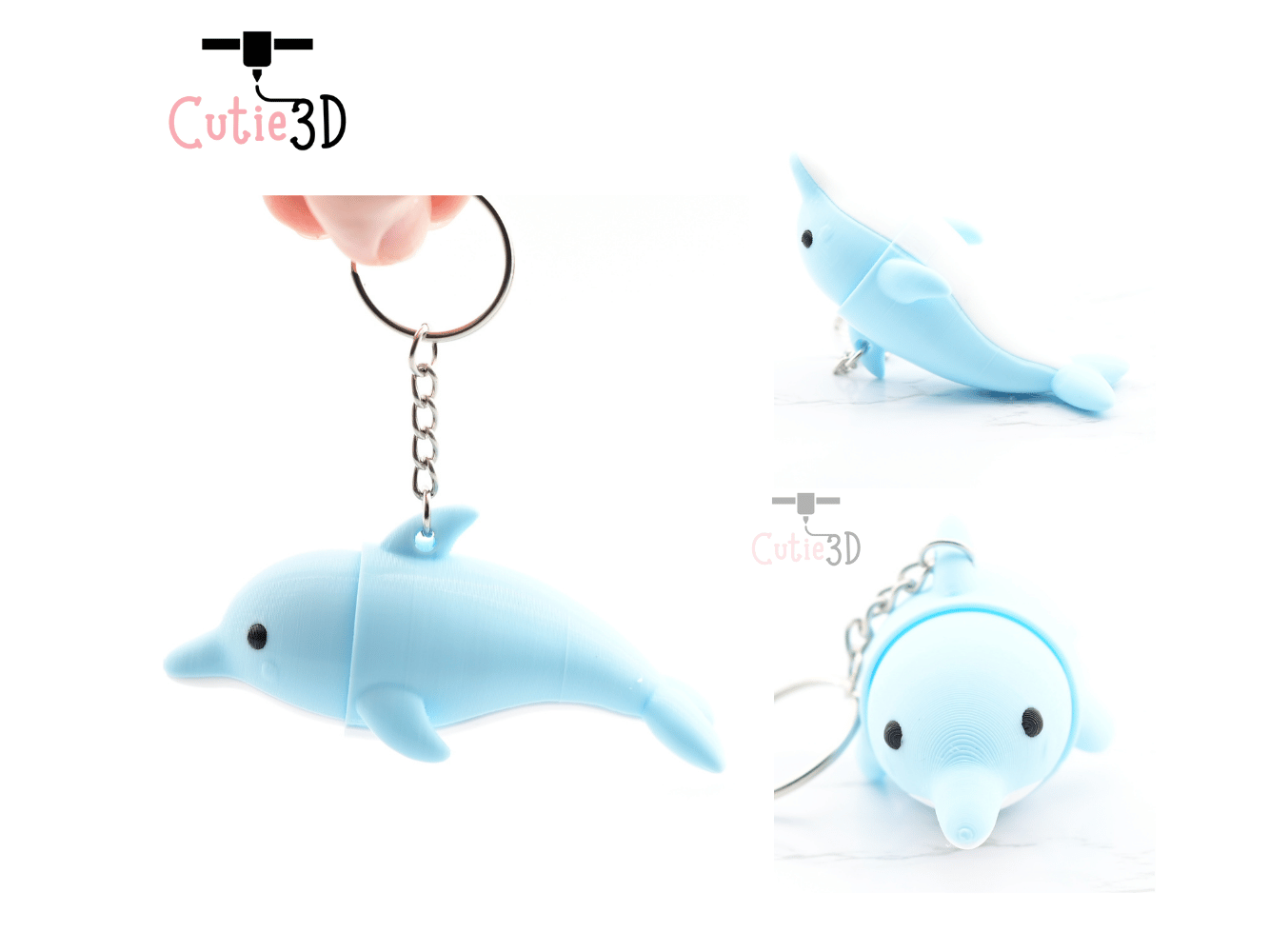 Digital Downloads - Cutie3D Dolphin Keycap Fidget Clicker Keychain - Cute Backpack Keychain