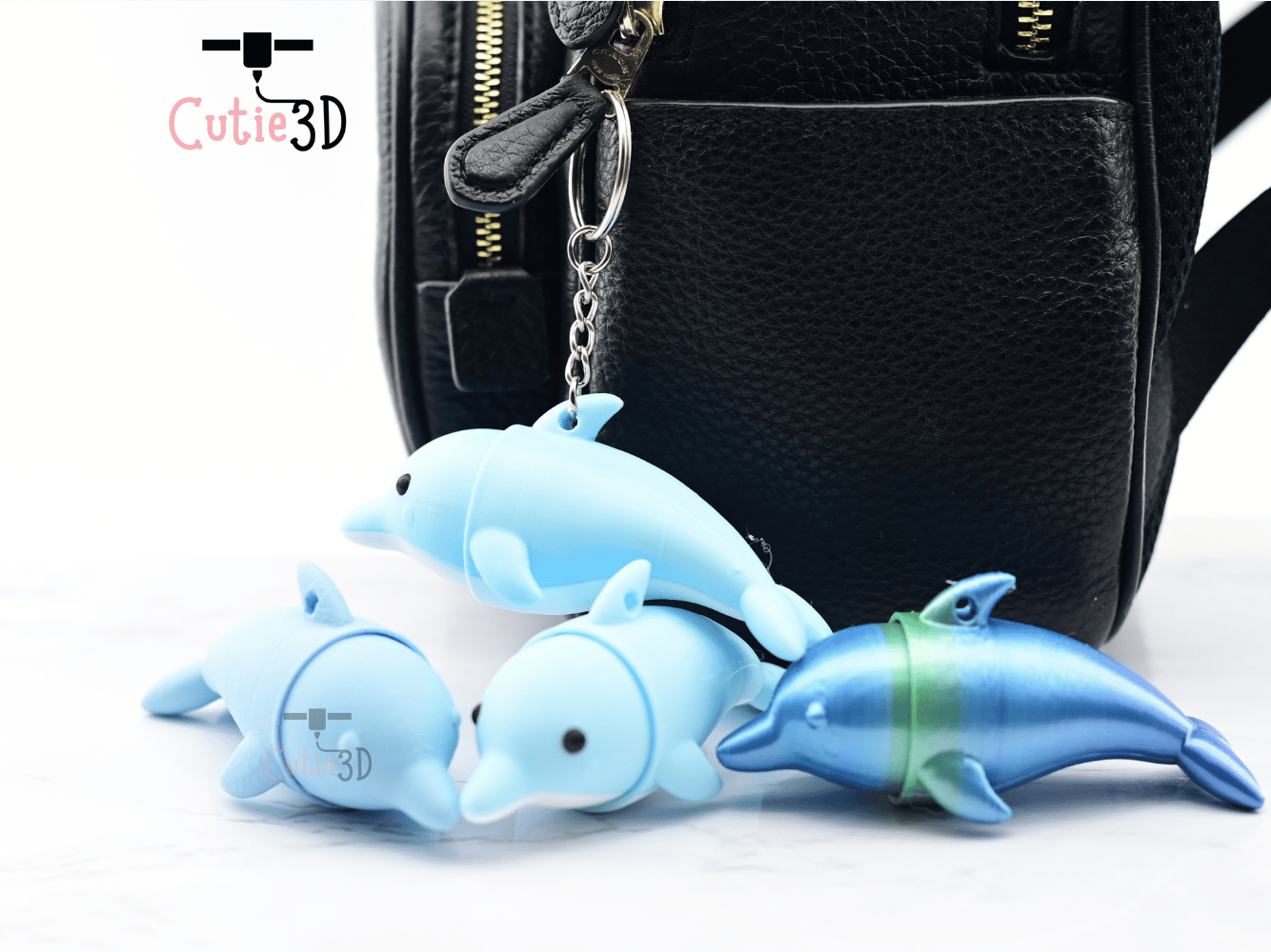 Digital Downloads - Cutie3D Dolphin Keycap Fidget Clicker Keychain - Cute Backpack Keychain