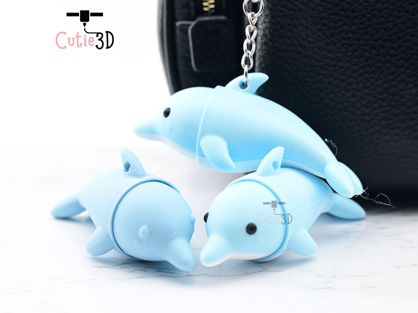 Digital Downloads - Cutie3D Dolphin Keycap Fidget Clicker Keychain - Cute Backpack Keychain