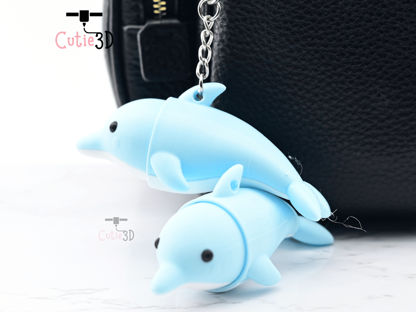 Digital Downloads - Cutie3D Dolphin Keycap Fidget Clicker Keychain - Cute Backpack Keychain