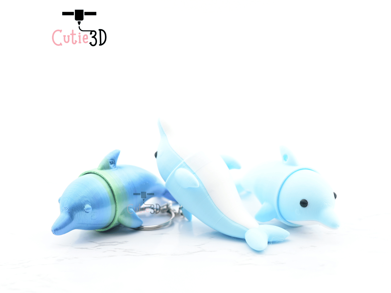 Digital Downloads - Cutie3D Dolphin Keycap Fidget Clicker Keychain - Cute Backpack Keychain