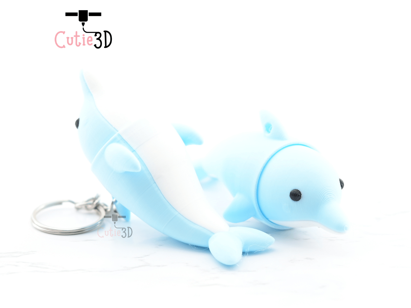Digital Downloads - Cutie3D Dolphin Keycap Fidget Clicker Keychain - Cute Backpack Keychain