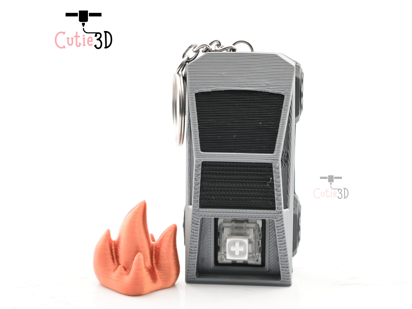 Digital Downloads - Cutie3D Dumpster Truck On Fire Keycap Fidget Clicker Keychain - Cute Backpack Keychain