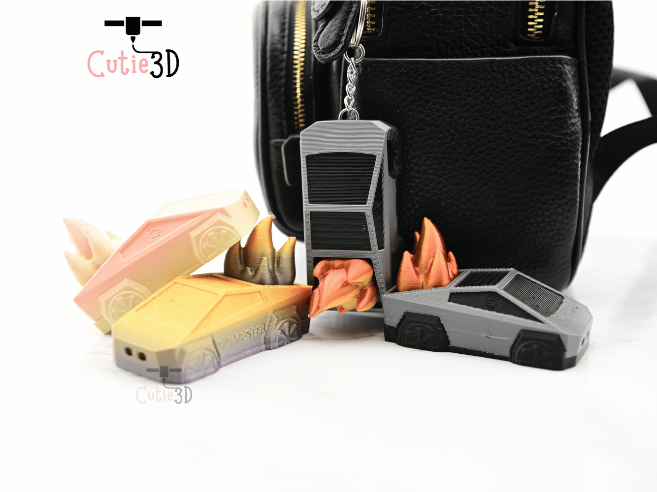 Digital Downloads - Cutie3D Dumpster Truck On Fire Keycap Fidget Clicker Keychain - Cute Backpack Keychain