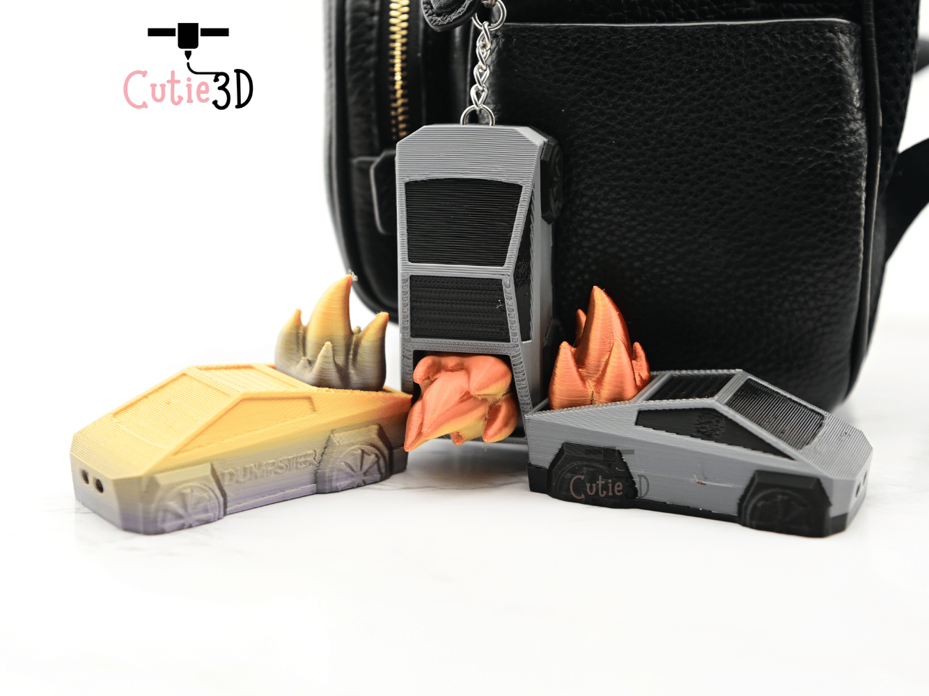 Digital Downloads - Cutie3D Dumpster Truck On Fire Keycap Fidget Clicker Keychain - Cute Backpack Keychain
