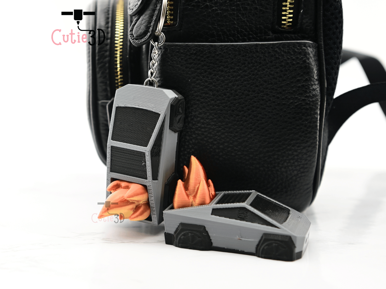 Digital Downloads - Cutie3D Dumpster Truck On Fire Keycap Fidget Clicker Keychain - Cute Backpack Keychain