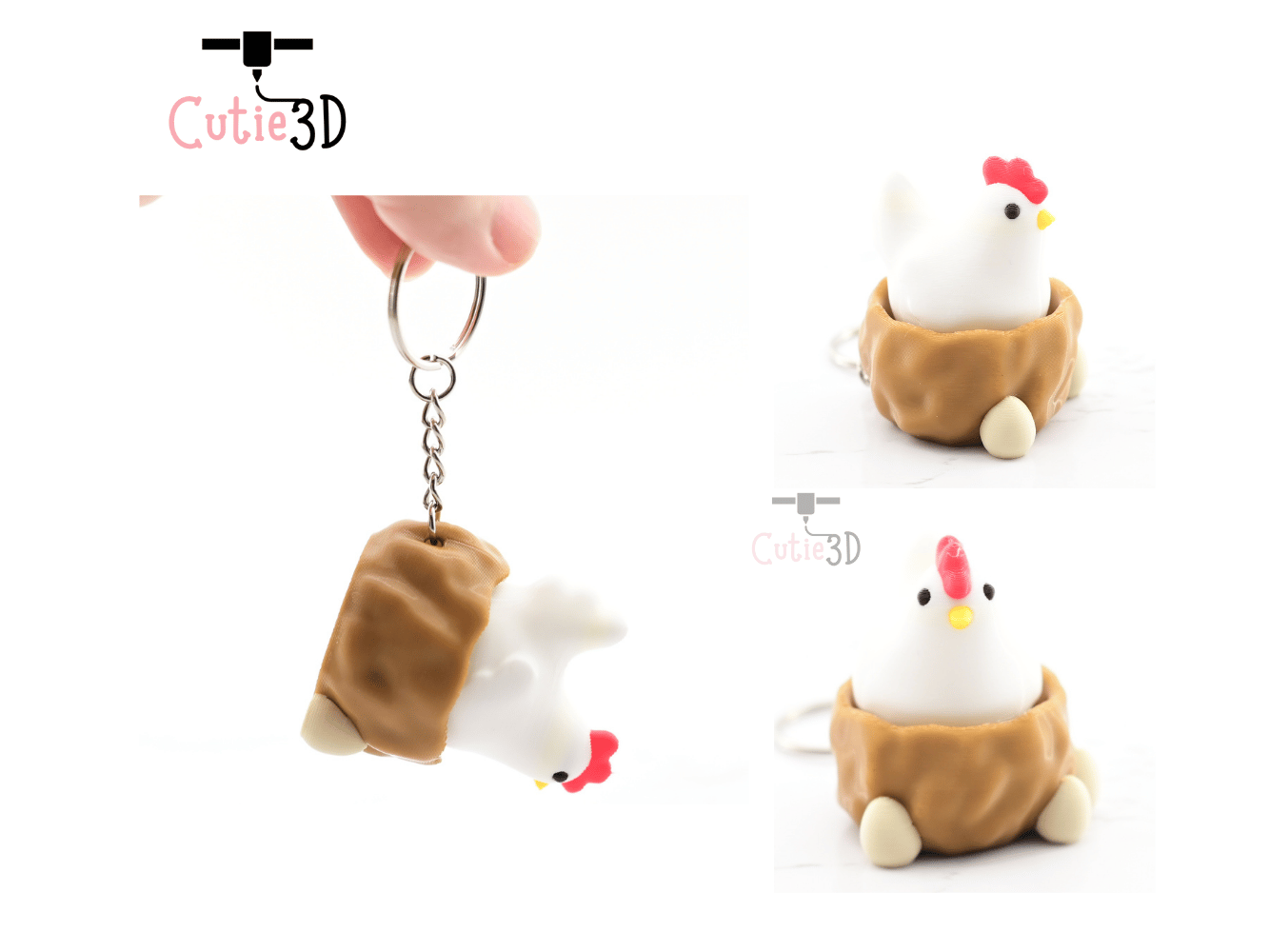 Digital Downloads - Cutie3D Egg Nesting Hen Keycap Fidget Clicker Keychain - Cute Backpack Keychain